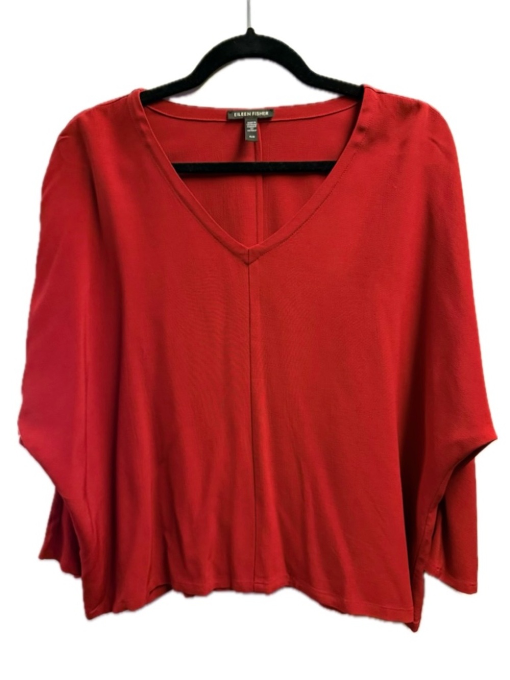 Eileen Fisher V-Neck Shirt Dolman Sleeves Red M NWOT